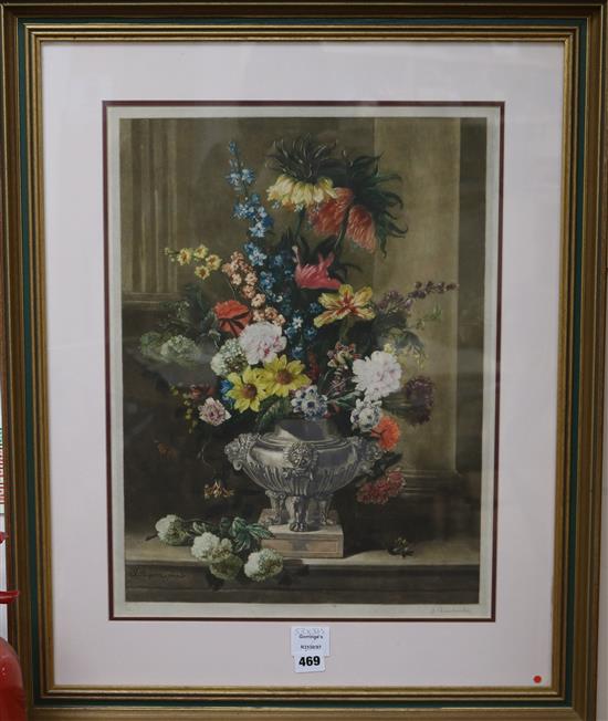 J. Chamberlain Still life of flowers in an urn 21 x 15.5in.